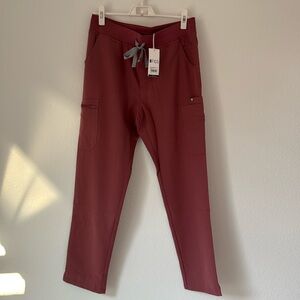 Figs yola with yoga waistband skinny scrub pants M mauve